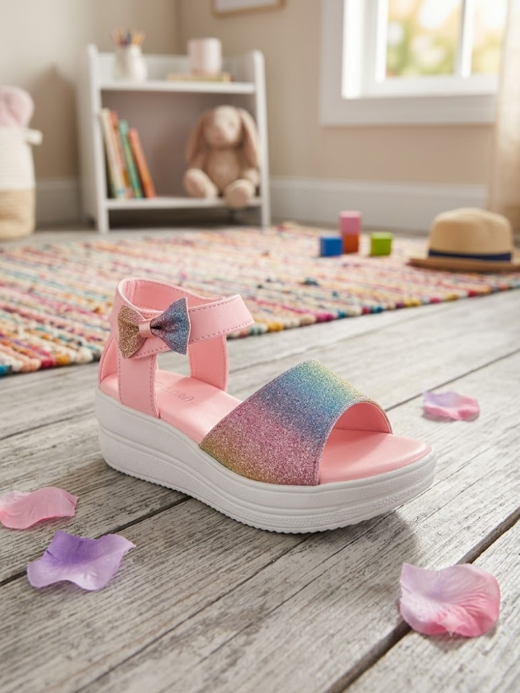 Steprite Girls Embroidery Velcro Sandal- Pink